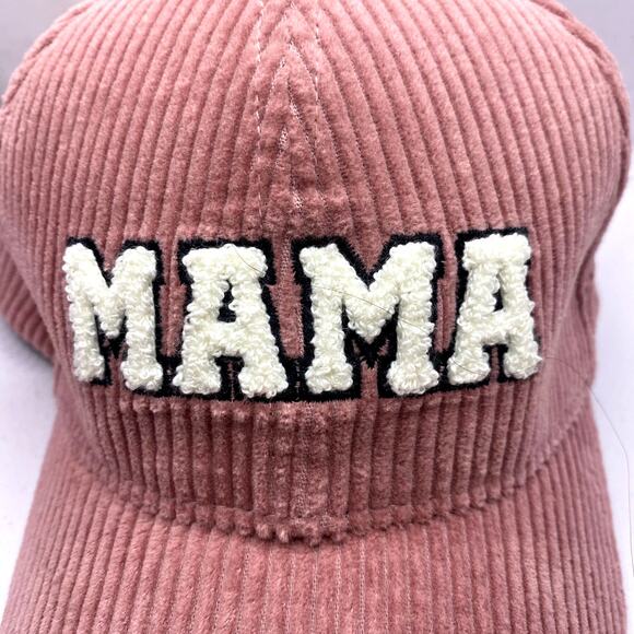 Mirmaru NWT MAMA Corduroy Chenille Adjustable Baseball Cap Hat Blush Pink OS - Picture 2 of 5